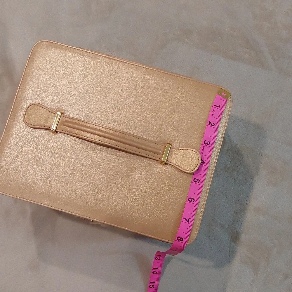 Vintage Gold Estee Lauder Makeup Storage Box Travel Box Red Interior - Picture 14 of 16